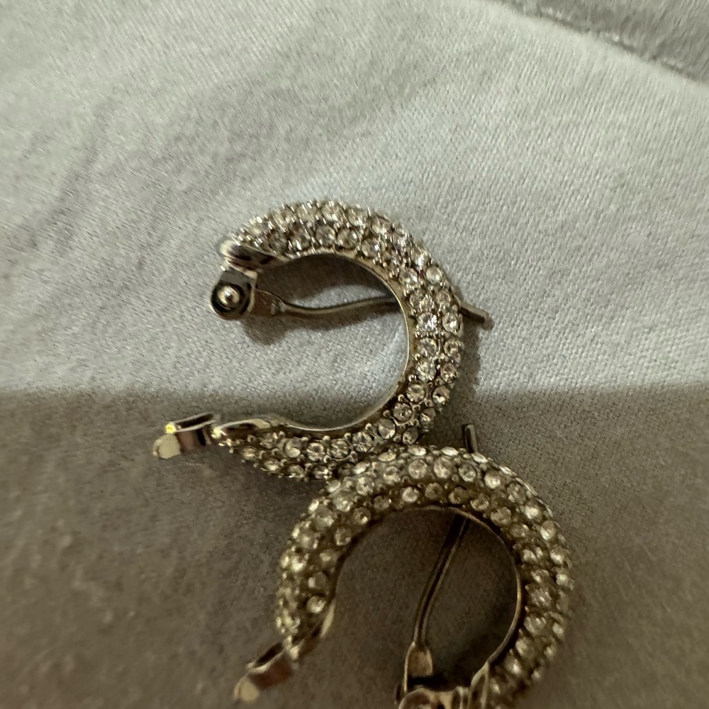 Elegant Silver Crystal Hoop Earrings
